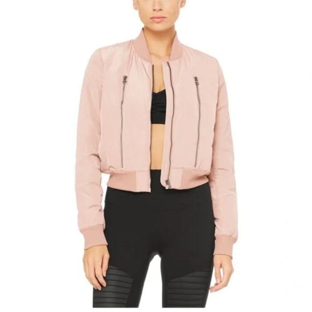 ALO Yoga Women's Off-Duty Bomber 2 Jacket in Blush Pink Size Small
